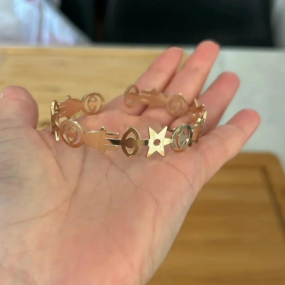 Evil Eye And Hamsa Cuff Bracelet